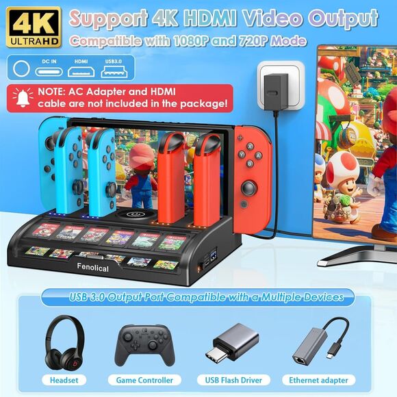 Fenolical TV Switch Dock Station Compatible with Nintendo Switch OLED - Picture 3 of 7